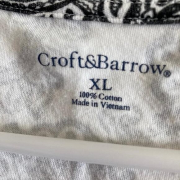 Croft & Barrow The Classic Tee Black & White Floral Print Tee Shirt size XL - Picture 3 of 5